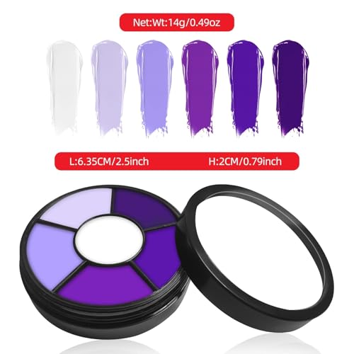 Go Ho 6 Colors Purple Face Body Paint,Cream Water Based Makeup for Halloween Cosplay,Body Paint FX Makeup Palette,Professional Face Paint Purple Makeup - color: 6 Colors Purple Makeup
