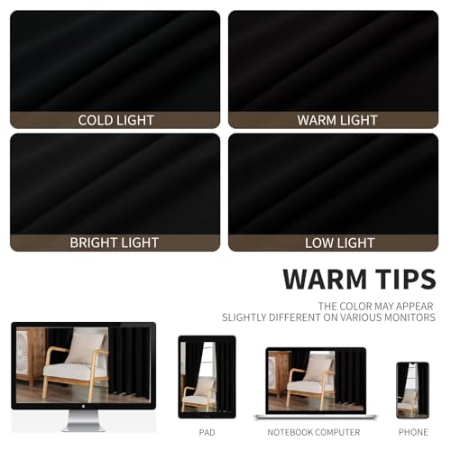 CUCRAF Black Velvet Blackout Curtains 108 inches Long, Thermal Insulated, Noise Reducing Rod Pocket Luxury Drapes for Bedroom Living Room(52x108 inches, 2 Panels) - color: Black, size: 52"W x 108"L (Pack of 2)