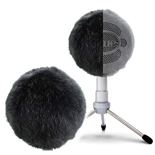 Blue Snowball Furry Windscreen Cover Muff - Professional Snowball ICE Mic Foam Wind Cover Windshield Pop Filter for Recordings, Broadcasting, Singing by Sunmon （Black） - color: Blue Snowball Furry Windscreen Black