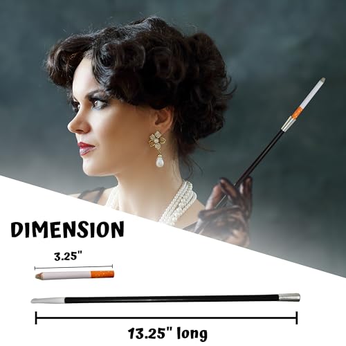 4E's Novelty 2 Long Cigarette Holders & 2 Fake Puff Cigarettes with Smoke for Halloween Accessories for Women Costumes Gatsby Roaring 1920s Flapper Costume Photo Prop Cigarettes