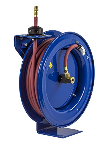 Coxreels P-LP-125 Low Pressure Retractable Air/Water Hose Reel: 1/4" I.D., 25' Hose Capacity, with Hose, 300 PSI, Made in USA - size: 1/4", style: 25'