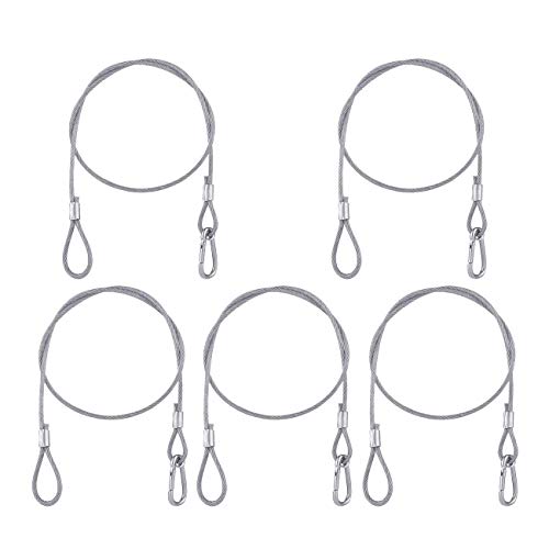 5 Pack Stage Light Safety Cable Stainless Steel Security Wire for Lighting, Luggage, Garage Goor, Camera - size: 5/64in * 40in