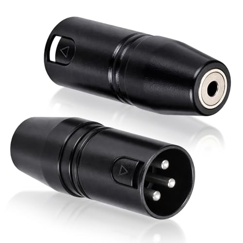 3.5mm to XLR Adapter, 2 Packs XLR Male to 3.5mm Audio Adapters Metal Stereo TRS Mini-Jack Female-to 3-Pin Male Microphone Adapter Audio Converter for Camcorders, Recorders, Mixers, Black