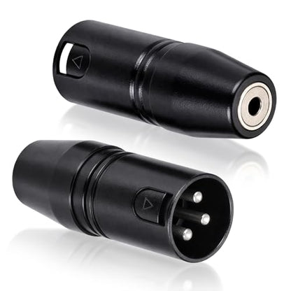 3.5mm to XLR Adapter, 2 Packs XLR Male to 3.5mm Audio Adapters Metal Stereo TRS Mini-Jack Female-to 3-Pin Male Microphone Adapter Audio Converter for Camcorders, Recorders, Mixers, Black