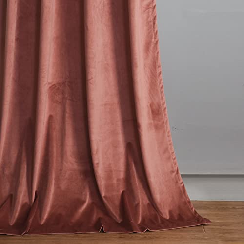 Roslynwood Brick Dust Velvet Curtain 72 inches Long - Curtains Block Light Rod Pocket Thermal Insulation Super Soft Drapes for Bedroom/Office/Living Room, W52 x L72, 2 Panels - color: Brick Dust, size: 52"W x 72"L (Pack of 2)