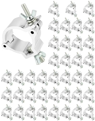 QWORK Truss Clamp, 40 Pack 2 Inch Heavy Duty Aluminum Alloy Lighting Clamp, 220Lbs Load Capacity, Fits 48-52mm OD Tube/Pipe, for Truss, Moving Head Light - color: 40 Pack