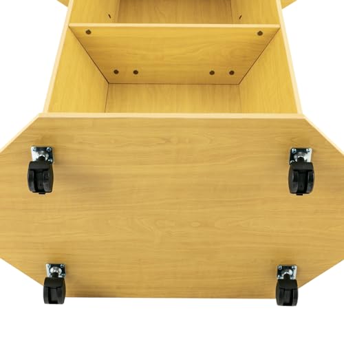 Portable Podium Stand with Wheels, 46 Inches Mobile Pulpit Podium Hostess Stand Lectern Podium Stand with 30 x 17.5 Inch Panel & 4 Universal Wheels in Schools, Classrooms - color: Oak Color(30*17.5*46in)