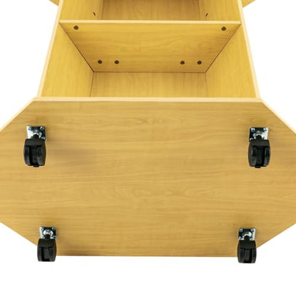 Portable Podium Stand with Wheels, 46 Inches Mobile Pulpit Podium Hostess Stand Lectern Podium Stand with 30 x 17.5 Inch Panel & 4 Universal Wheels in Schools, Classrooms - color: Oak Color(30*17.5*46in)