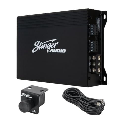 Stinger Audio MT-600.4 Compact Digital Class D 4-Channel 1000W RMS Car Audio Amplifier with Bass Knob Remote Control, HEXFET MOSFET, High/Low Pass Filter & Crossover Multiplier - size: 4-Channel 1000W
