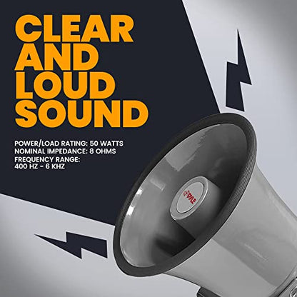 Pyle Indoor / Outdoor PA Horn Speaker - 8.1” Portable PA Speaker with 8 Ohms Impedance and 50 Watts Peak Power - Mounting Bracket and Hardware Included