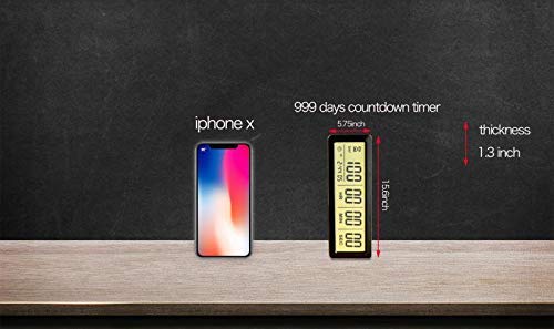 Digital 999 Days Countdown Timer Display time for Retirement Vacation Exam Wedding lab Kitchen Project Meeting(2C Batteries Included)/Black - color: Black