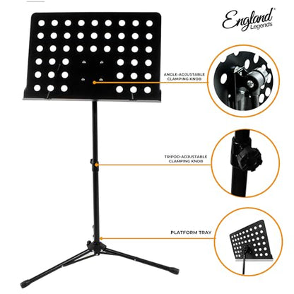 Professional Music Stand – Adjustable Folding Steel Sheet Music Stand – Portable Metal Stand Ideal for Musicians, Pianists, Violinists, Guitarists & Music Students