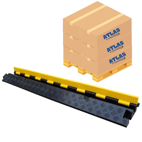 Kable Kontrol Atlas Heavy Duty Cable Protector Ramp - 1 Channel Bulk Wholesale Pallet - 50 Pcs - 39" Long Black & Yellow - 24,000 Lbs Capacity - Rubber Speed Bump Wire Protector Cord Cover - CP9896 - size: 1 Channel - 39" - 50 Units