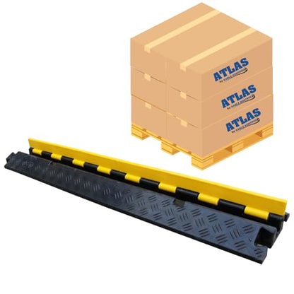 Kable Kontrol Atlas Heavy Duty Cable Protector Ramp - 1 Channel Bulk Wholesale Pallet - 50 Pcs - 39" Long Black & Yellow - 24,000 Lbs Capacity - Rubber Speed Bump Wire Protector Cord Cover - CP9896 - size: 1 Channel - 39" - 50 Units