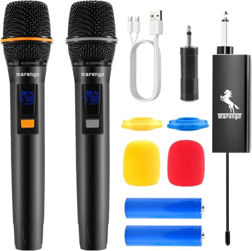Wireless Microphones, All-Metal Dual UHF Mics, 40H Battery, 260FT Max Range