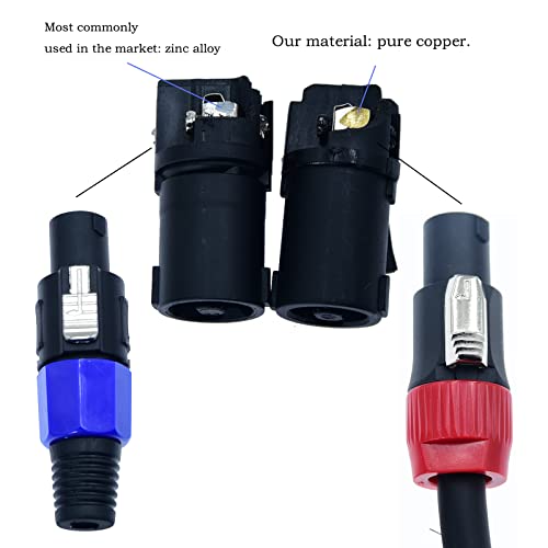 Speak on 2Pcs Professional Speakon to 1/4 Inch ts Speaker Cable for pa Jack Pair 12awg Gauge Male Audio Port Plug Amplifier Connection dj amp Heavy Duty bocina Cord Wire ft with Twist Lock(15 feet)ft - size: 15ft