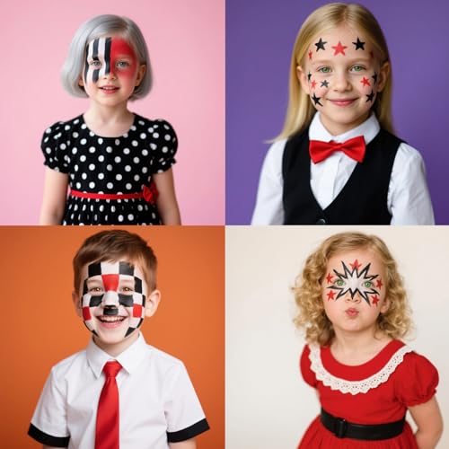 Clown Black White Red Face Paint (1oz) Non-Toxic,Water Based Professional 3 in1 Body Paint, Halloween Makeup Kit Face Paint Vampire, Devil , Cosplay Costume Joker SFX Zombie Face Painting Makeup - color: Black White Red-30g