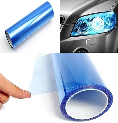KOMAS 12” X 48” Tint Vinyl Film Sticker Sheet Roll for Car Headlight, Tail Lights, Fog Lights with Squeegee + Cutter (Glossy Dark Blue) - color: Glossy Dark Blue