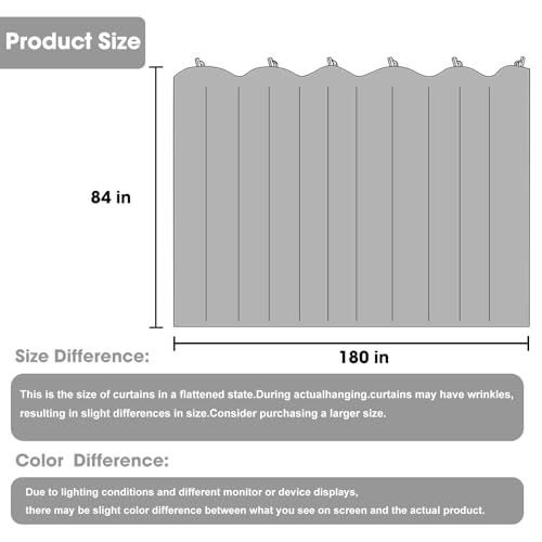 Room Divider Blackout Curtain Track Curtains Wall Dividers Panels Screen for Living Rooms Bedroom Office Privacy Partition Separation, W180 × L84 Inch,1 Panel, Black - color: Black, size: 180"W x 84"L (Pack of 1)