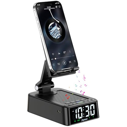 Gifts for Men Women, Phone Stand with Bluetooth Speaker 360° Rotable Angle | Phone Holder for Desk/ HD Subwoofer Sound/ Fits Smart Phones/Alarm Clocks - color: All Black
