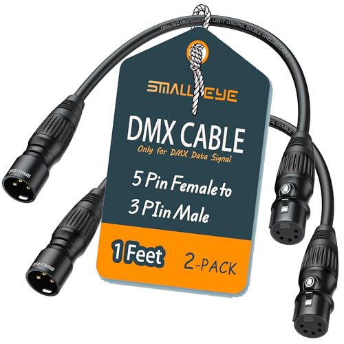 SMALL-EYE 5 Pin Female to 3 Pin Male DMX Adapter Cable 1ft 2-Pack - color: 5 Pin Female to 3 Pin Male