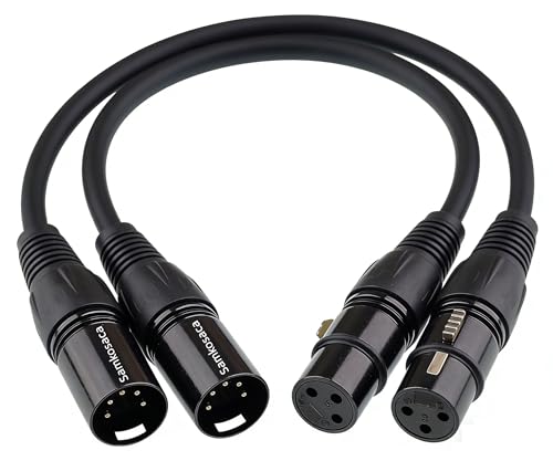 2-Pack DMX Adapter 5 Pin to 3 Pin, 6 Inch XLR Male to Female Cable with Gold-Plated Connectors for Stage Lights, Moving Heads, LED Pars and DJ Lighting Controllers