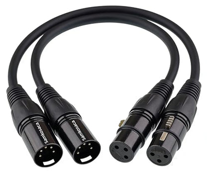 2-Pack DMX Adapter 5 Pin to 3 Pin, 6 Inch XLR Male to Female Cable with Gold-Plated Connectors for Stage Lights, Moving Heads, LED Pars and DJ Lighting Controllers