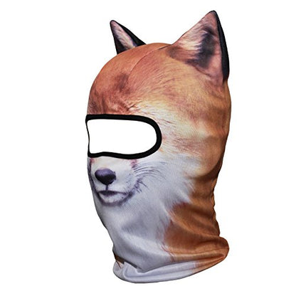 WTACTFUL 3D Animal Ears Balaclava, Breathable Face Mask for Halloween | Stand-Up Ears, Windproof Dustproof, Quick-Dry, No Fade Print, Soft, for Music Festivals Raves Ski Snowboard Moto Party - color: Fox Meb-08