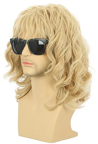 karlery California 70s 80s Rocker Wig Men Women Long Curly Blonde | Halloween Costume Anime Wig - color: Blonde