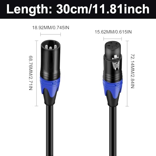 Poyiccot XLR Splitter 1 Female to 2 Male Microphone Cable, 3 Pin XLR Y Splitter Cable, Combiner Y Cord Balanced Microphone Audio Adapter for Stero Mic, Mixer, Audio Track (11.8 inches) - style: 1 Female to 2 Male