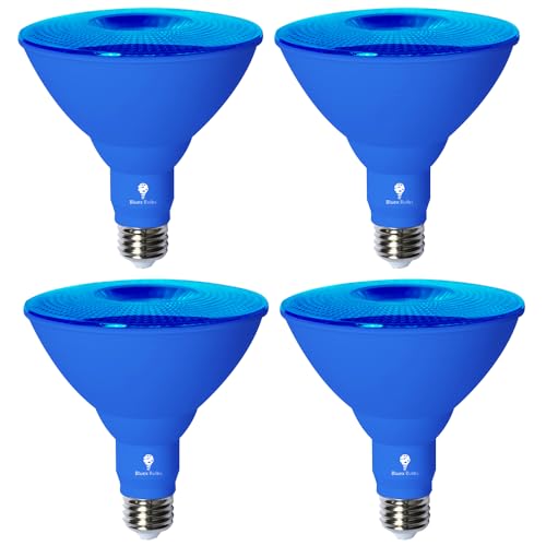 Bluex Bulbs Par38 LED Flood Light Bulb - 18W (120Watt Equivalent) - Dimmable - E26 Base - LED Lights, Party Decoration, Porch, Home Lighting, Holiday Lighting, Flood Lights (Blue, 4 Pack) - color: Blue, size: 4 Pack