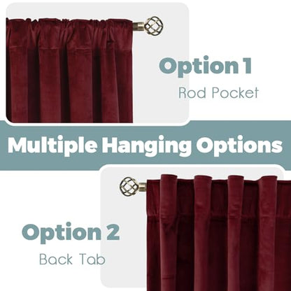 BGment Velvet Living Room Curtains 84 Inches Long, 2 Panels, Burgundy Red | Black Out, Super Soft, Energy Saving, Thermal Insulated, Noise Reduce, Panels for Bedroom, Back Tab Rod Pocket, 42 x 84 Inch - color: Red, size: 42"W x 84"L (Pack of 2)