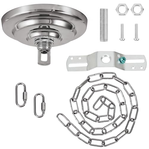 Heavy Duty Light Fixture Canopy Kit 5.3 Inches Diameter & 5.9 Feet Chain Ceiling Mounting Hardware for Pendant Light, Chandelier or Swag Light Fixtures, Chrome - color: Chrome