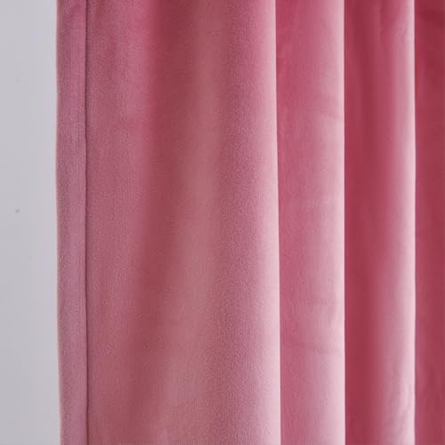Roslynwood Luxury Soft Candy Pink Velvet Curtains 108 inches Long Back Tab Thermal Insulated Blackout Window Drapes for Living Room/Bedroom/Dining Room, W52 x L108, 2 Panels - color: Candy Pink, size: 52"W x 108"L (Pack of 2)
