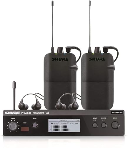 Shure PSM300 P3TR112TW Wireless In-Ear Personal Monitoring System with SE112 Earphones, Twinpack - J13 Band - size: Twinpack, style: J13 Band (566-590 MHz)