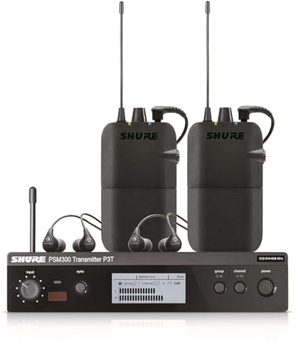 Shure PSM300 P3TR112TW Wireless In-Ear Personal Monitoring System with SE112 Earphones, Twinpack - J13 Band - size: Twinpack, style: J13 Band (566-590 MHz)