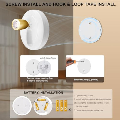 HONWELL LED Spotlight Wireless Accent Lights 2 Pack Battery Powered Warm White Puck Lights with Remote,Under-Cabinet Light Indoor Closet Light with Rotatable Head,Picture Light for Paintings