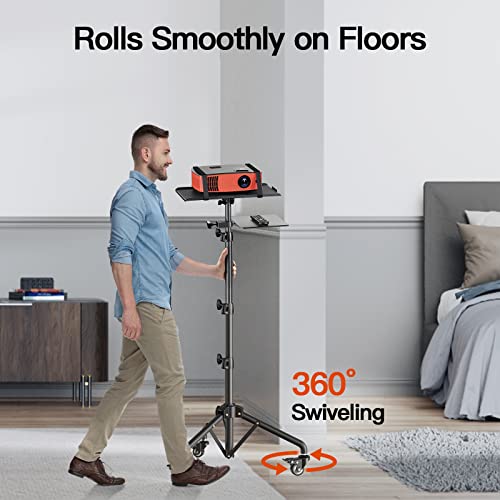 Amada Projector Stand with Wheels, Height Adjustable Rolling Stand with Mouse Tray, Bag Included - Ideal for Laptop, Projector, DJ, Sheet Music - AMPS05 - size: 25-51 inches