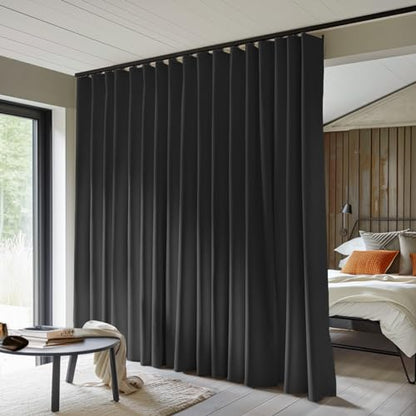 MaKefeile Room Divider Curtains Total Blackout Privacy Curtain Panel Room Thermal Insulated Noise Reduction Curtains for Bedroom Window Living Room Ceiling Track Curtain W 8.3 ft × H 8 ft Black - color: Black, size: 100"W x 96"L (Pack of 1)