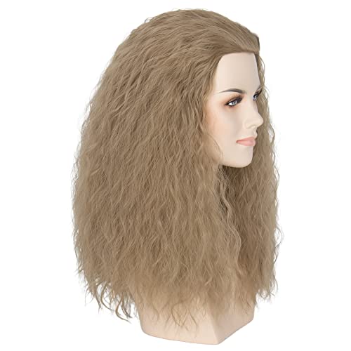 Miss U Hair Long Curly Dirty Blonde Men Wig Fluffy Cosplay Halloween Wig | Adult Voluminous Layered Hair, Soft Natural-Looking - color: Blonde