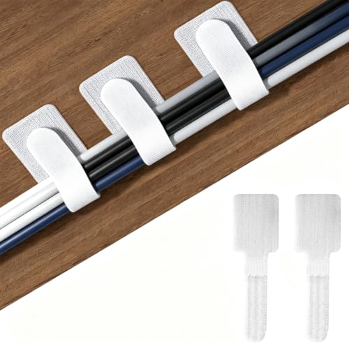 300 Pcs Hook and Loop Cable Ties,Cable Management Under Desk,White - color: White