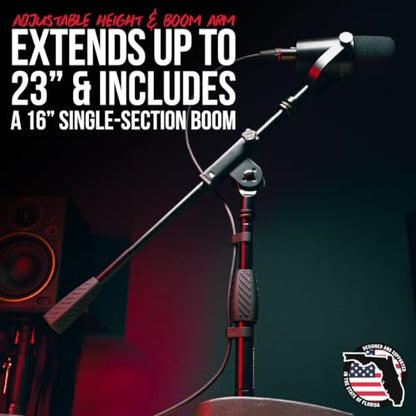 Gator Frameworks Weighted Desktop Microphone Stand with Boom (GFW-MIC-0821) | Compact Stand with 4.5" x 8" Base is Perfect for Desktop Use or Instrument Recording - style: Weighted Base