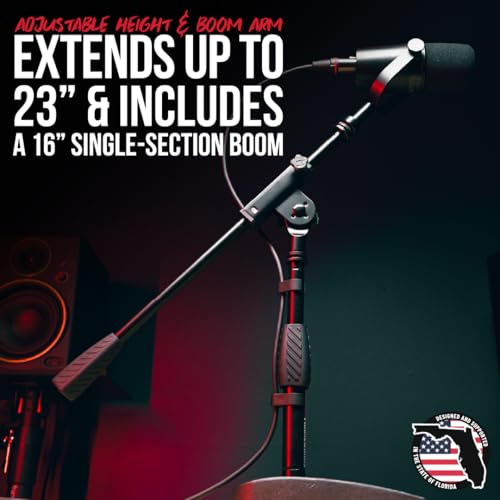 Gator Frameworks Weighted Desktop Microphone Stand with Boom (GFW-MIC-0821) | Compact Stand with 4.5" x 8" Base is Perfect for Desktop Use or Instrument Recording - style: Weighted Base