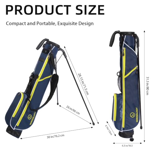 Small Golf Stand Bag Lightweight Golf Easy Carry Bag with Strap and Stand for The Driving Range, Par 3 and Executive Courses Small Golf Bags for Men or Women. - color: NAVY/YELLOW