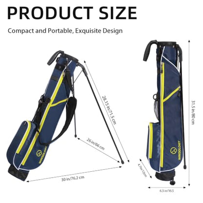 Small Golf Stand Bag Lightweight Golf Easy Carry Bag with Strap and Stand for The Driving Range, Par 3 and Executive Courses Small Golf Bags for Men or Women. - color: NAVY/YELLOW