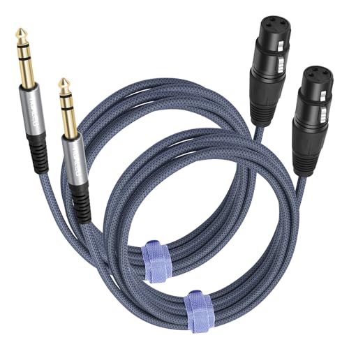 2 Pack 1/4 TRS Male to 3Pin XLR Female Microphone Cable,6.35mm TRS to XLR Female Braid Quarter inch Balanced Cable for Mixer Microphone Active Speakers-6Feet - color: 1/4 TRS To XLR F, size: 6 feet(2 pack)