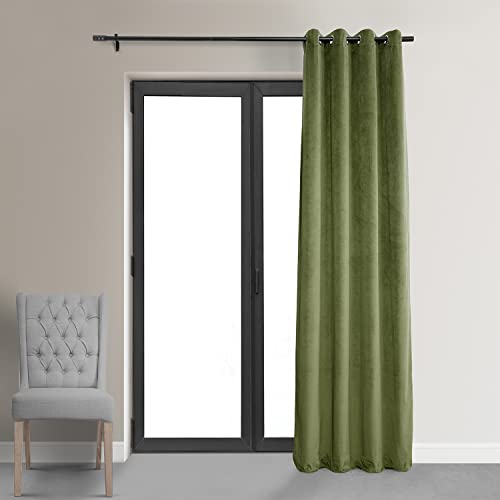 HPD Half Price Drapes Signature Grommet Blackout Velvet Curtains 108 Inches Long Heat & Full Light Blocking Blackout Curtains for Bedroom & Living Room (1 Panel), 50W x 108L, Basque Green - color: Basque Green, size: 50"W x 108"L (Pack of 1)