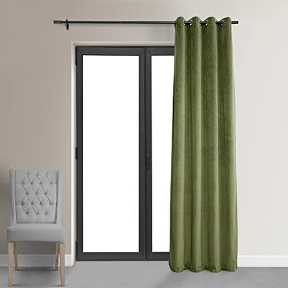 HPD Half Price Drapes Signature Grommet Blackout Velvet Curtains 108 Inches Long Heat & Full Light Blocking Blackout Curtains for Bedroom & Living Room (1 Panel), 50W x 108L, Basque Green - color: Basque Green, size: 50"W x 108"L (Pack of 1)