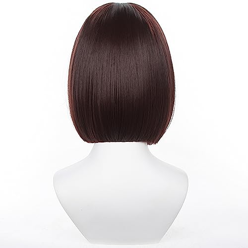 Anime Brown Short Wigs with Bangs Women Bob Straight wig Game Cosplay wig High-Temp Fiber Wig Halloween,Christmas,Comic con,Theme Party,Game Show - color: Brown