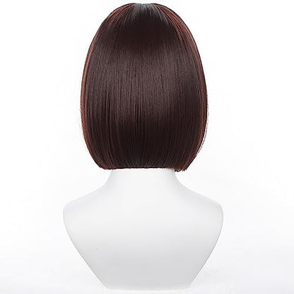 Anime Brown Short Wigs with Bangs Women Bob Straight wig Game Cosplay wig High-Temp Fiber Wig Halloween,Christmas,Comic con,Theme Party,Game Show - color: Brown